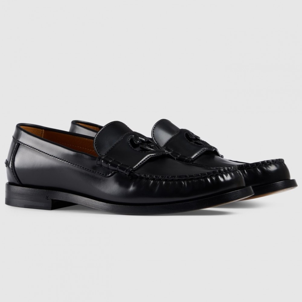 Gucci Men's Loafers in Noir Leather with Interlocking G TDSS26083