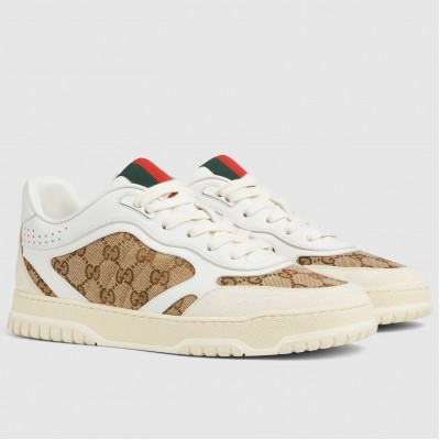 Gucci Men's Re-Web Sneakers in GG Canvas with White Leather TDSS26328