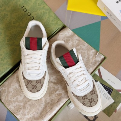 Gucci Men's Re-Web Sneakers in GG Canvas with White Leather TDSS26328