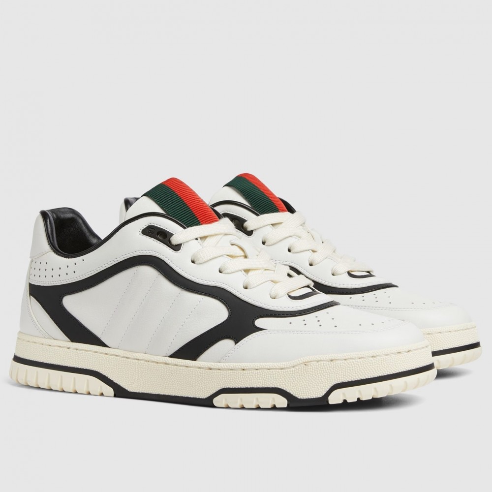 Gucci Men's Re-Web Sneakers in White and Black Leather TDSS26329