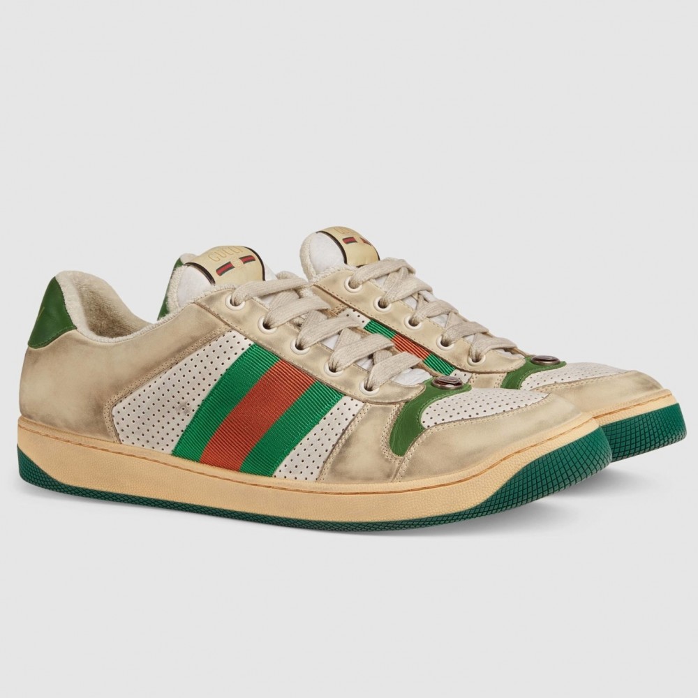 Gucci Men's Screener Sneakers in Distressed Leather TDSS26352