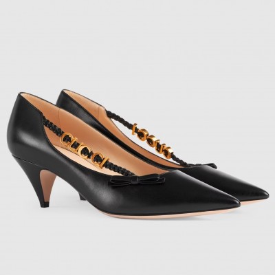 Gucci Pumps in Black Leather with GUCCI Metal TDSS26152