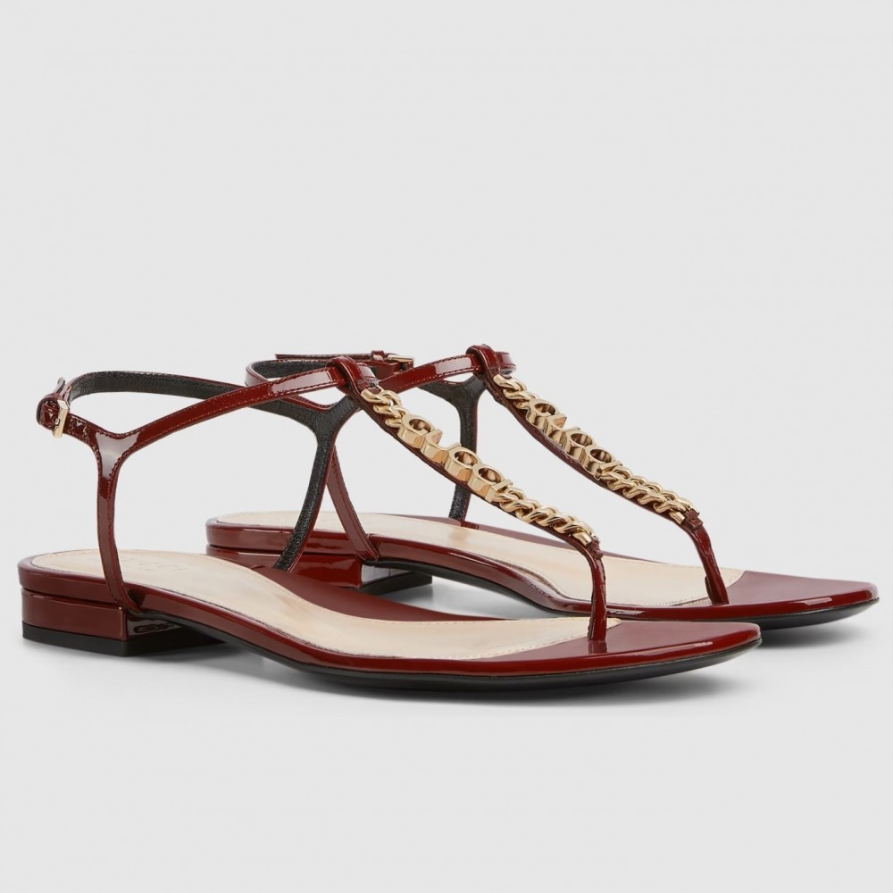 Gucci Signoria Thong Sandals in Red Patent Calfskin TDSS26215