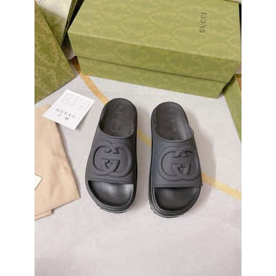 Gucci Slide Sandals in Black Rubber with Interlocking G TDSS26273