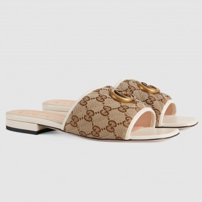 Gucci Slide Sandals in GG Matelasse Canvas with White Leather TDSS26277