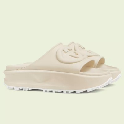 Gucci Slide Sandals in White Rubber with Interlocking G TDSS26281