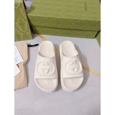 Gucci Slide Sandals in White Rubber with Interlocking G TDSS26281