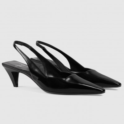 Gucci Slingback Pumps 55mm in Black Patent Leather TDSS26158