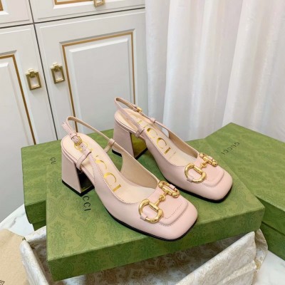 Gucci Slingback Pumps 75mm in Nude Leather with Horsebit TDSS26162