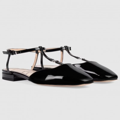 Gucci T-strap Ballet Flats in Black Patent Calfskin TDSS26049