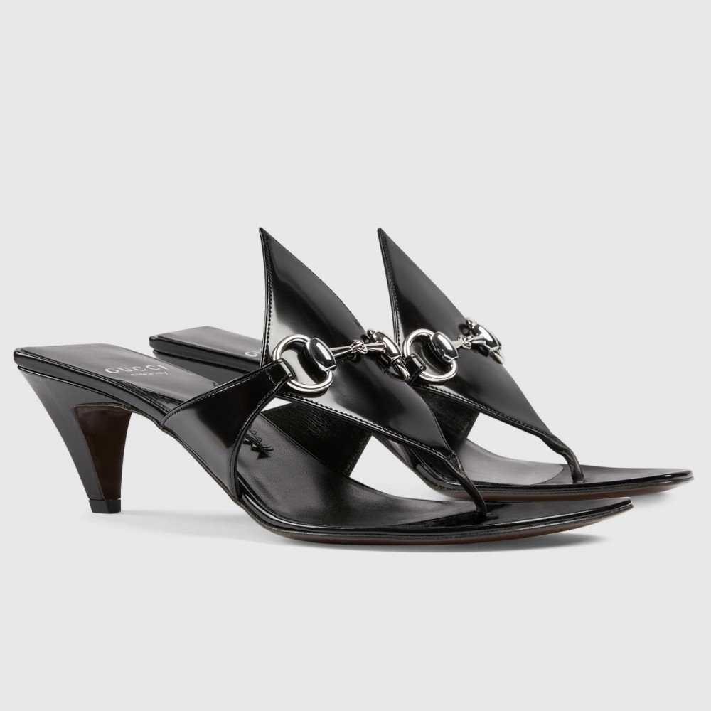 Gucci Thong Sandals 55mm in Black Patent Leather TDSS26223