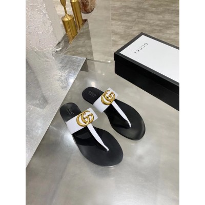 Gucci Thong Sandals in White Leather with Double G TDSS26226