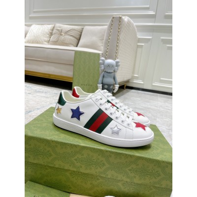 Gucci Women's Ace Sneakers in White Leather with Stars TDSS26369