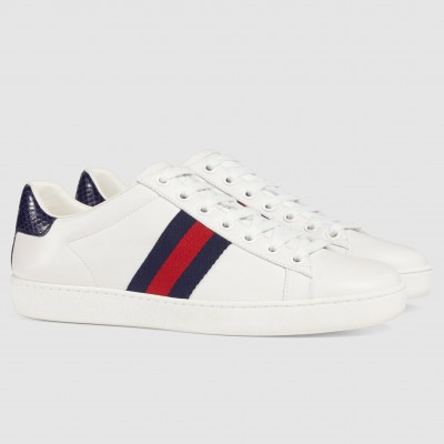 Gucci Women's Ace White Sneakers with Blue & Red Web TDSS26370