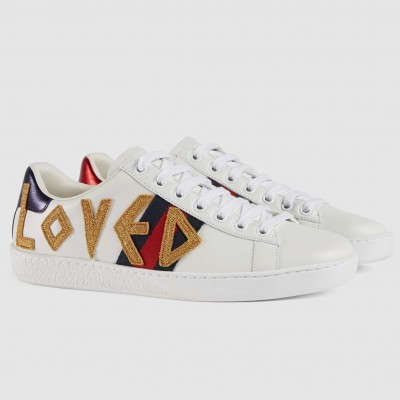 Gucci Women's Ace White Sneakers with Loved Embroidered TDSS26371