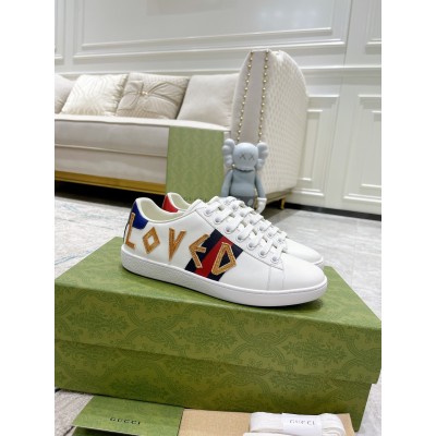 Gucci Women's Ace White Sneakers with Loved Embroidered TDSS26371