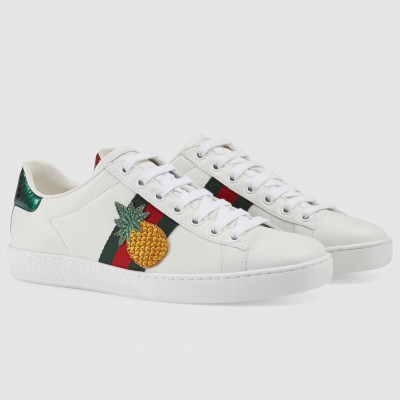 Gucci Women's Ace White Sneakers with Pineapple Embroidered TDSS26372