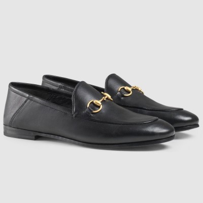 Gucci Women's Foldable Slim Horsebit Loafers in Black Leather TDSS26086