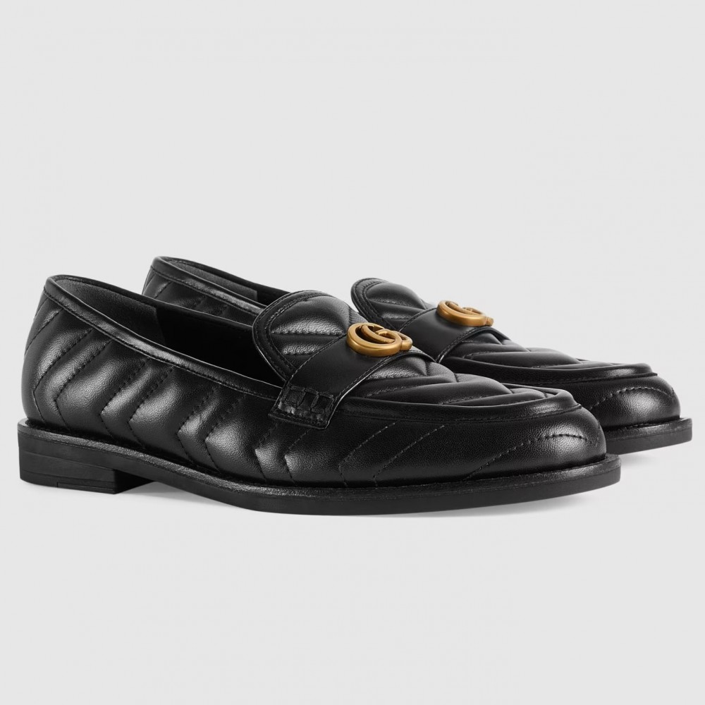 Gucci Women's GG Marmont Loafers In Black Matelasse Leather TDSS26091