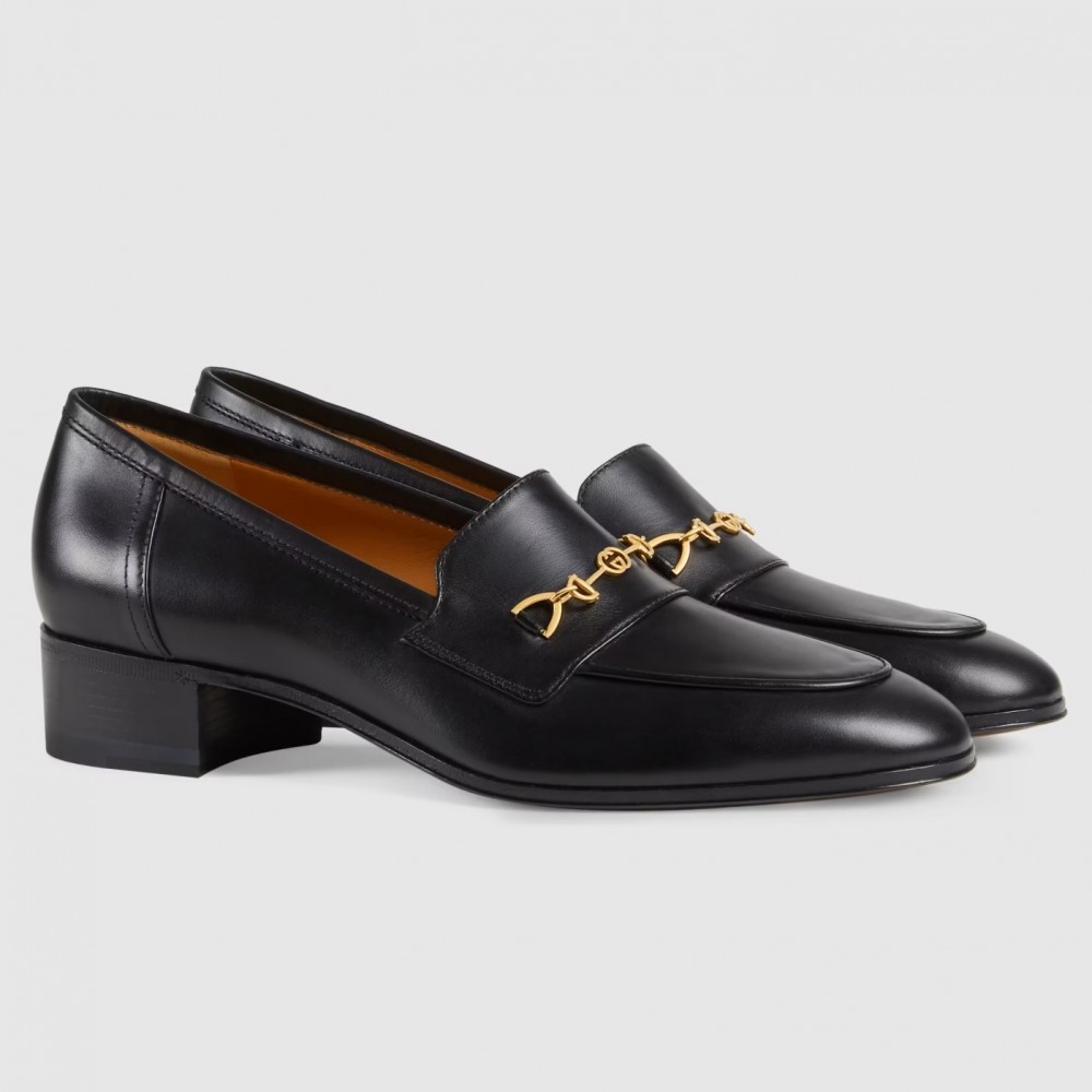 Gucci Women's Interlocking G Horsebit Loafers In Black Leather TDSS26103