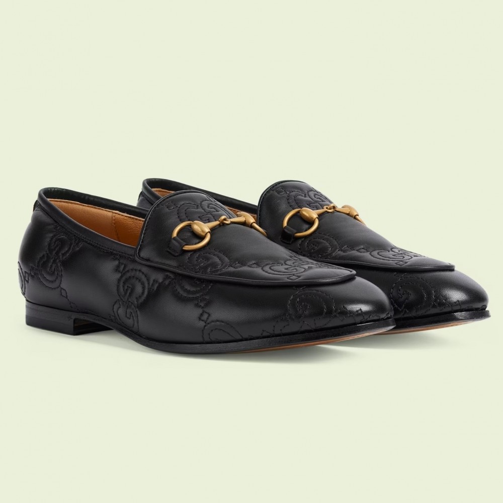 Gucci Women's Jordaan Loafers In Black GG Matelasse Leather TDSS26105