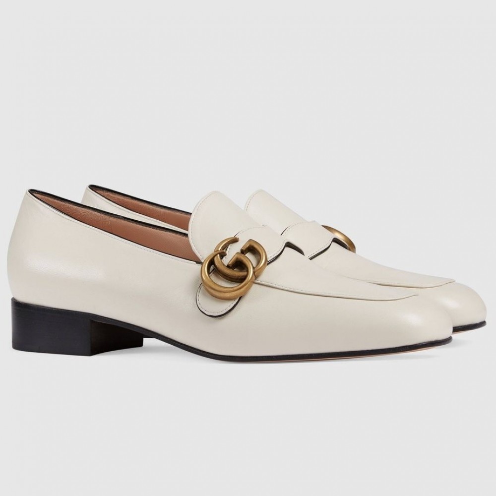 Gucci Women's Loafers in White Leather with Double G TDSS26120