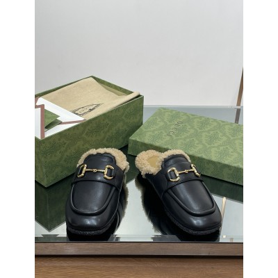 Gucci Women's Mules with Horsebit and Wool Lining TDSS26131