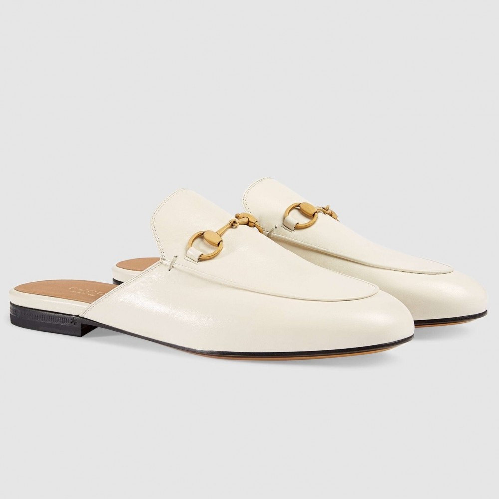 Gucci Women's Princetown Slippers in White Leather TDSS26295