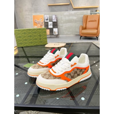 Gucci Women's Re-Web Sneakers in GG Canvas with Orange Leather TDSS26375