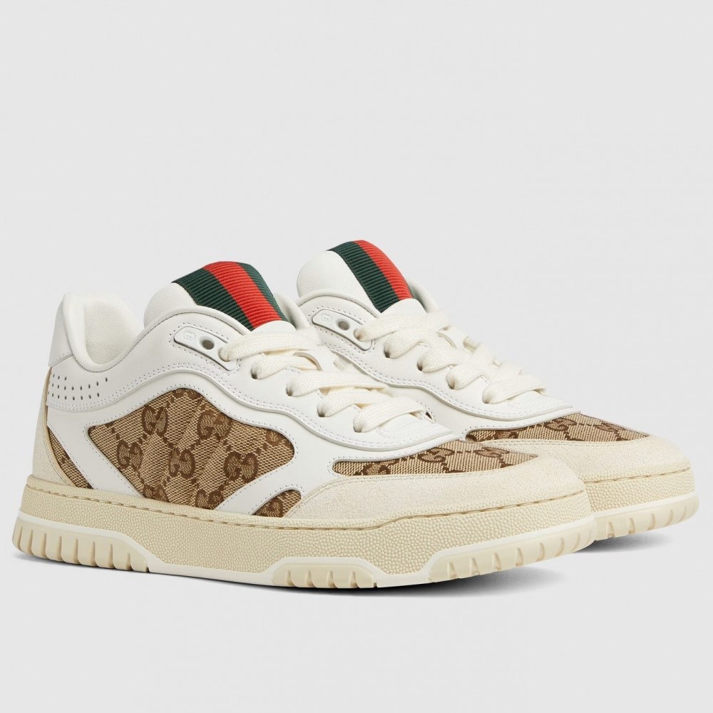 Gucci Women's Re-Web Sneakers in GG Canvas with White Leather TDSS26377