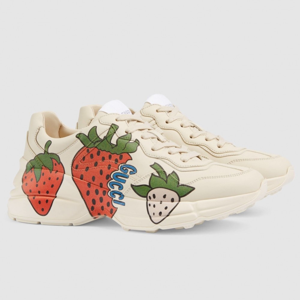 Gucci Women's Rhyton Sneakers With Strawberry Print TDSS26400