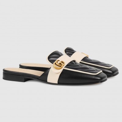 Gucci Women's Slippers in Black Leather with Double G TDSS26299