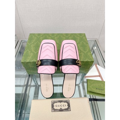 Gucci Women's Slippers in Pink Leather with Double G TDSS26300