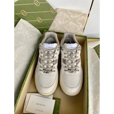 Gucci Women's Sneakers in White Distressed Effect Leather TDSS26407