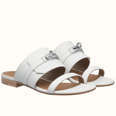 Hermes Avenue Sandals In White Calfskin TDSS13059