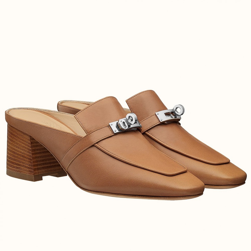 Hermes Blossom Mules 60mm In Brown Goatskin TDSS13064