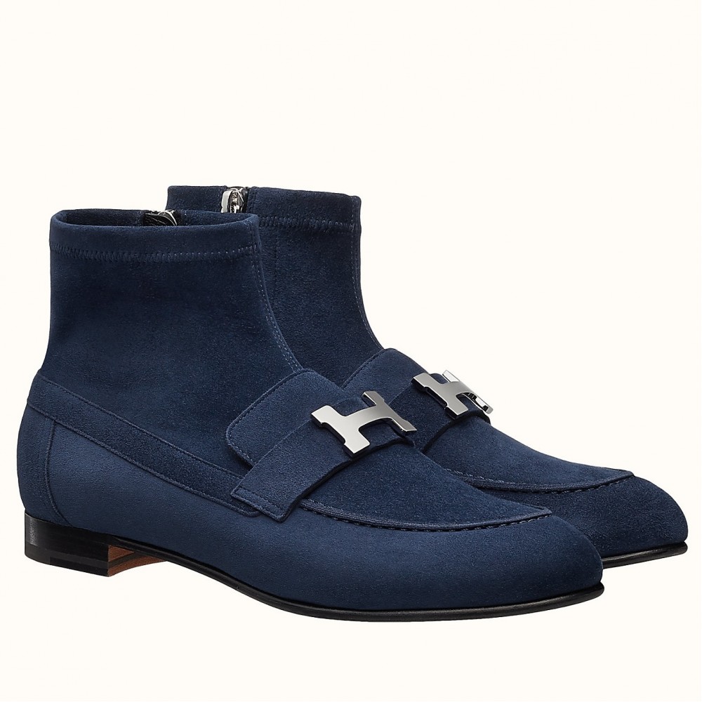 Hermes Blue Saint Honore Ankle Boots TDSS13066