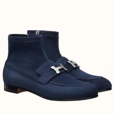 Hermes Blue Saint Honore Ankle Boots TDSS13066