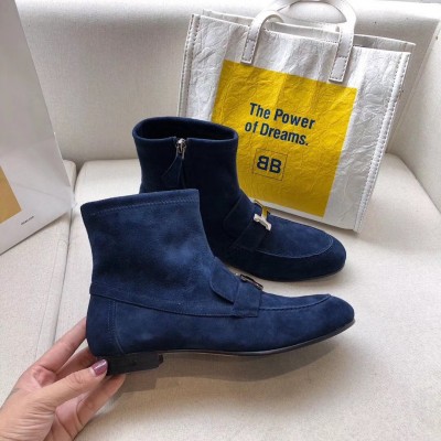 Hermes Blue Saint Honore Ankle Boots TDSS13066