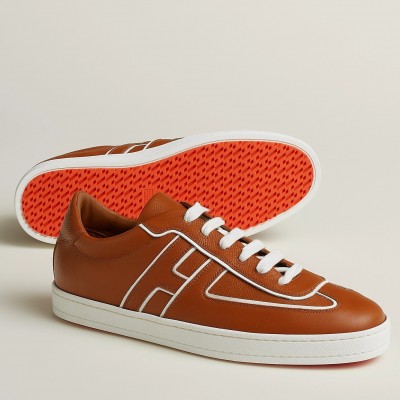 Hermes Boomerang Sneakers In Brown Epsom Calfskin TDSS13069