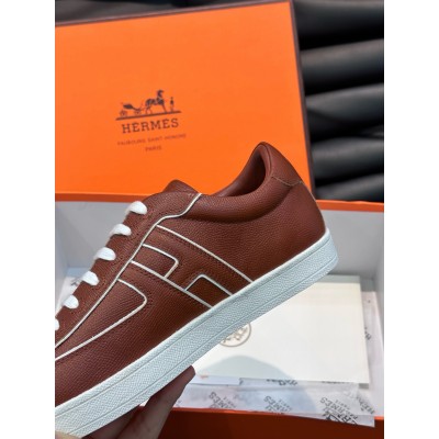 Hermes Boomerang Sneakers In Brown Epsom Calfskin TDSS13069