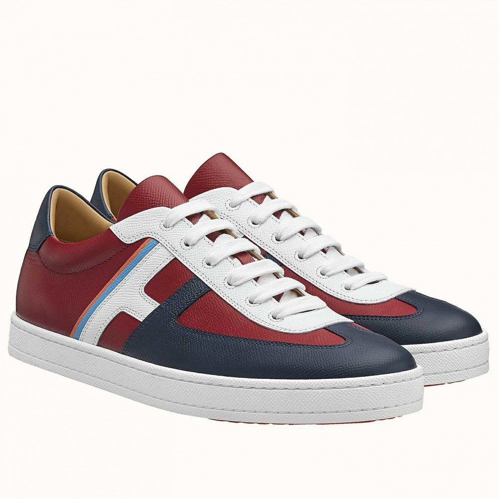 Hermes Boomerang Sneakers In Multicolore Bordeaux Leather TDSS13071