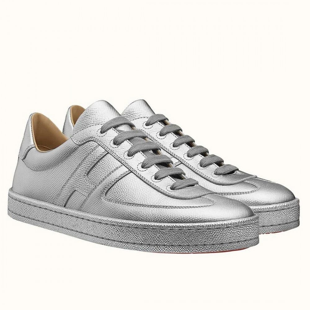 Hermes Boomerang Sneakers In Silver Epsom Leather TDSS13073