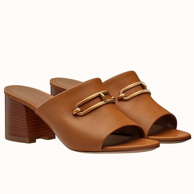 Hermes Camilla Mules 60MM In Brown Calfskin TDSS13081