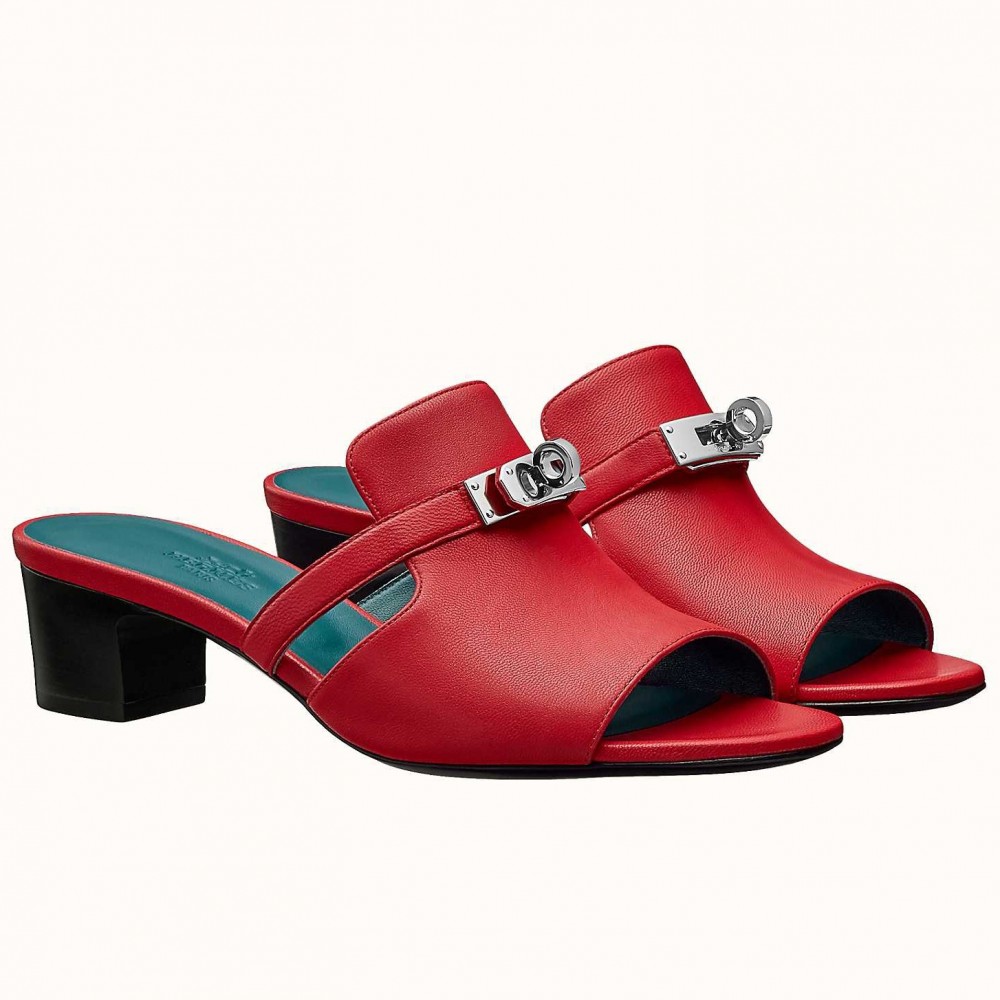 Hermes Candy 40mm Sandals In Red Calfskin TDSS13084