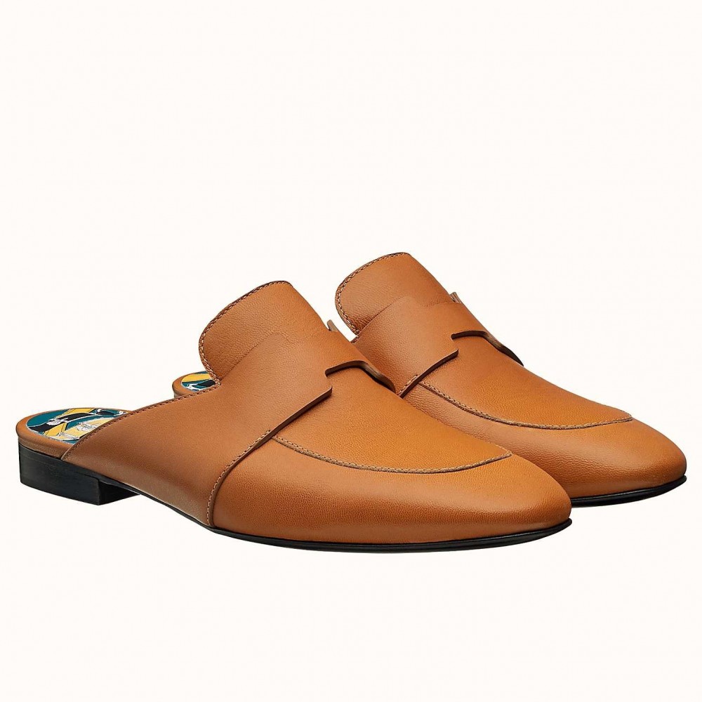 Hermes Catena Mules In Brown Calfskin TDSS13087