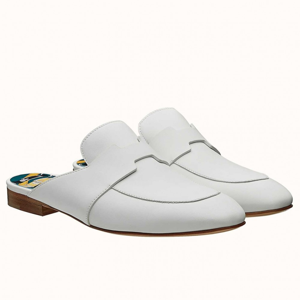 Hermes Catena Mules In White Calfskin TDSS13089