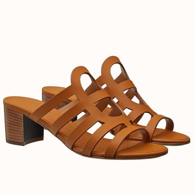 Hermes Celena Sandals 50mm In Brown Calfskin TDSS13090