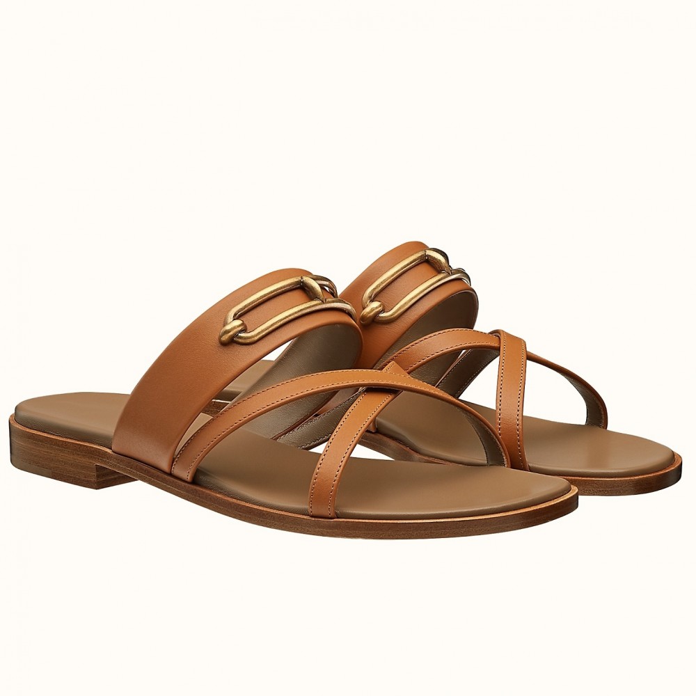 Hermes Claire Sandals In Brown Calfskin TDSS13093