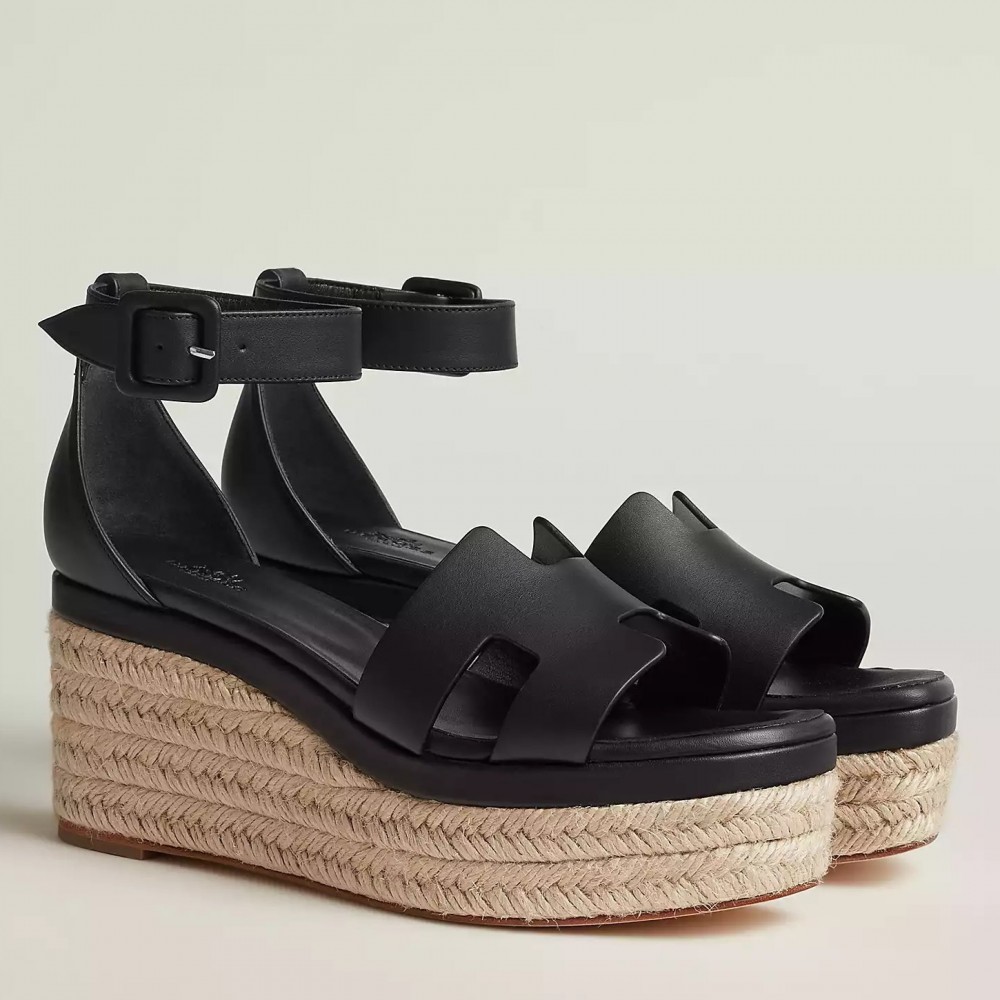 Hermes Elda Espadrilles in Black Leather TDSS13095